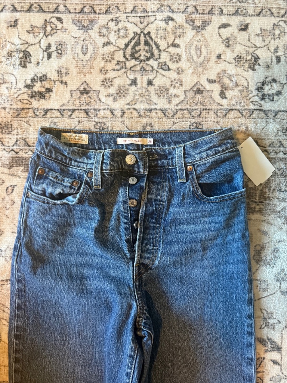 Levi's Ribcage Straight Jeans in size 26 blue denim